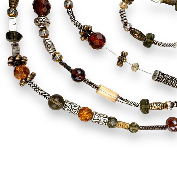Boho Chic Multi-Layer Beaded Necklace & Bracelet Set Premier Designs Sable EUC - Picture 4 of 11